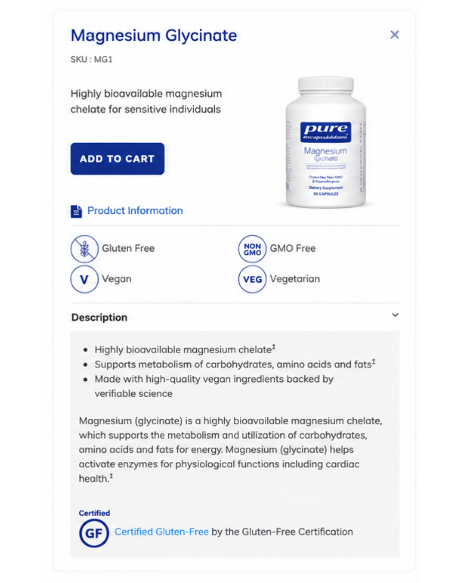 Pure Encapsulations product details and add to cart